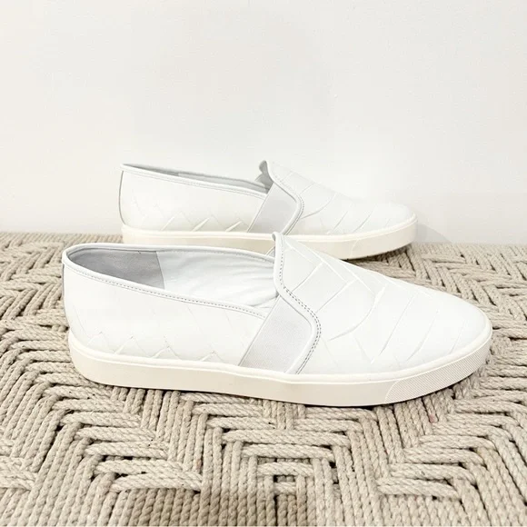 VINCE White Leather Woven Textured Womens Slip On Platform Sneakers size US 11 - Picture 3 of 9